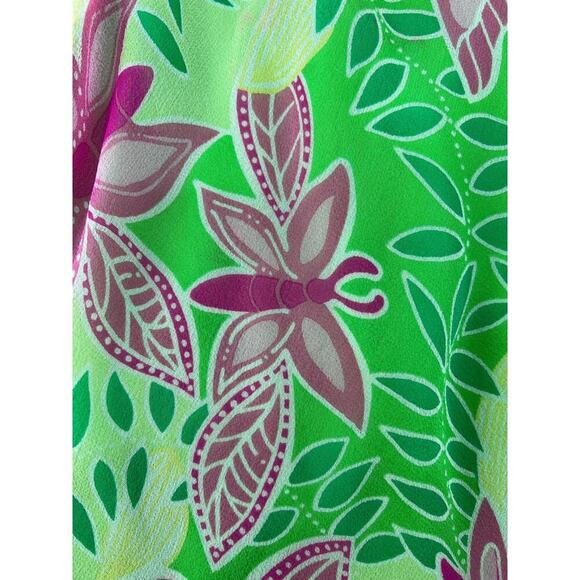 Lilly Pulitzer Silk Butterfly Halter Style Midi Vintage Green/Pink Dress size 2 - Picture 4 of 5